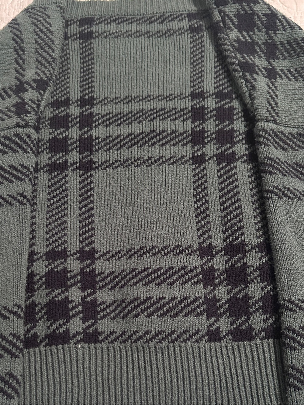Hollister Forest Green & Black Plaid Cropped V-Neck Cardigan | Oversized Small - Picture 6 of 6